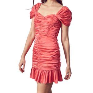 Do + Be Ruched Ruffle Hem Short Sleeve Mini Dress Pink Size Small NWT